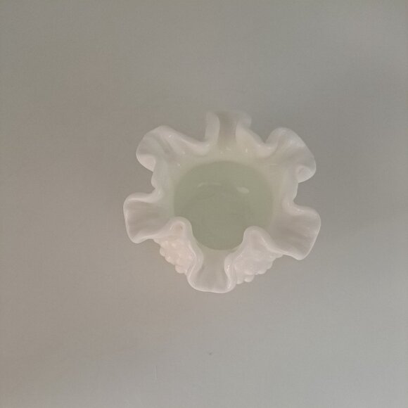 Fenton Hobnail Ruffled White Milk Glass Bowl - Picture 7 of 11